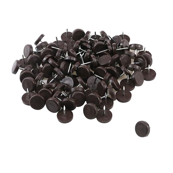 Antrader Antrader 100 Pack Nylon Slider Glides Nail on Furniture Feet Leg Protector Pads 20 mm Brown for Tables Chairs Sofas