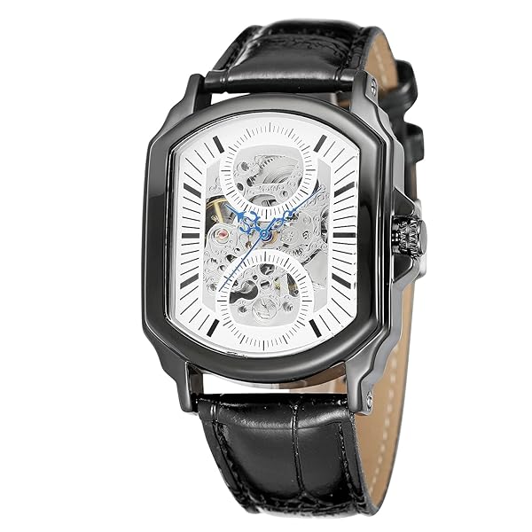 Forsining Men's Unique Automatic Skeleton Leather Watch with Crystal Collection Top Brand