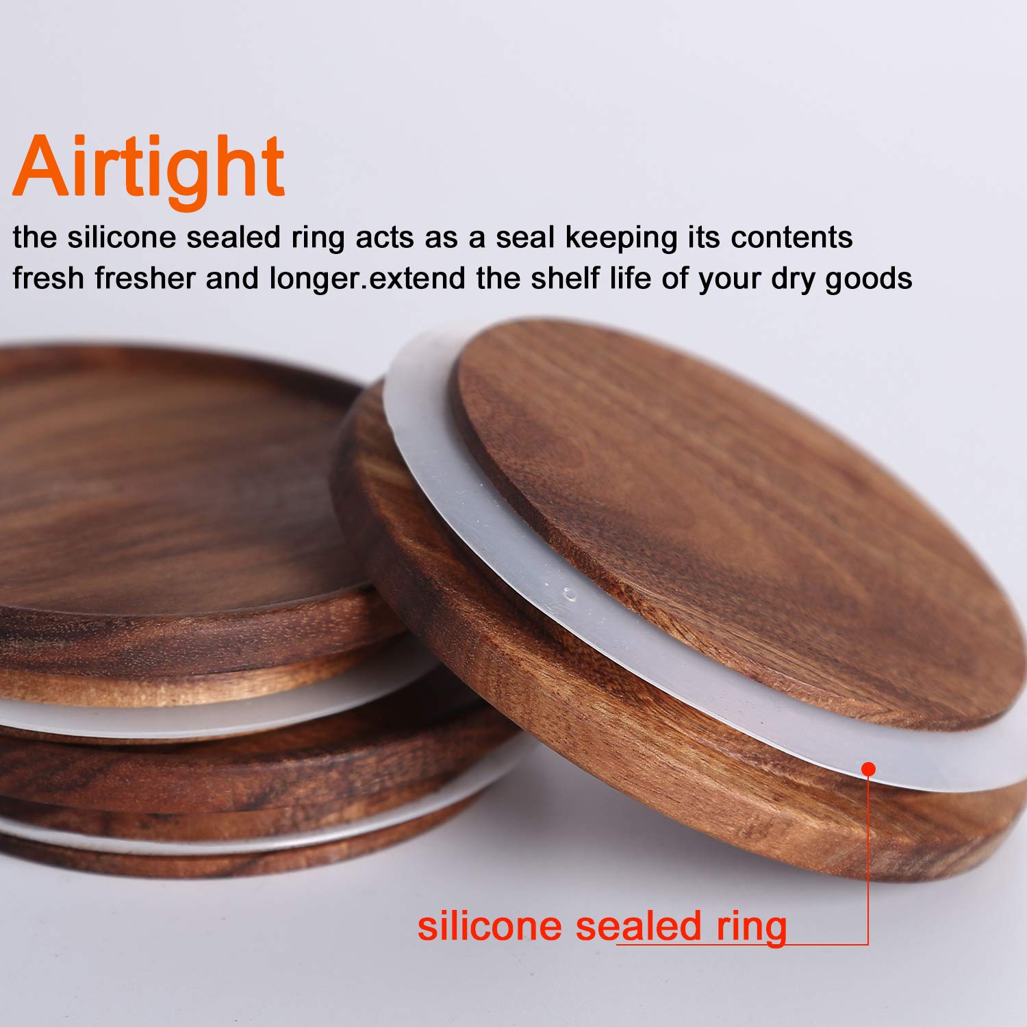 KKC HOME ACCENTS KKC HOME ACCENTS Airtight Glass Food Storage Jars with Wood Lids for Coffee Sugar Salt 18 Fluid Ounces Kitchen Organization - View 5 of 9