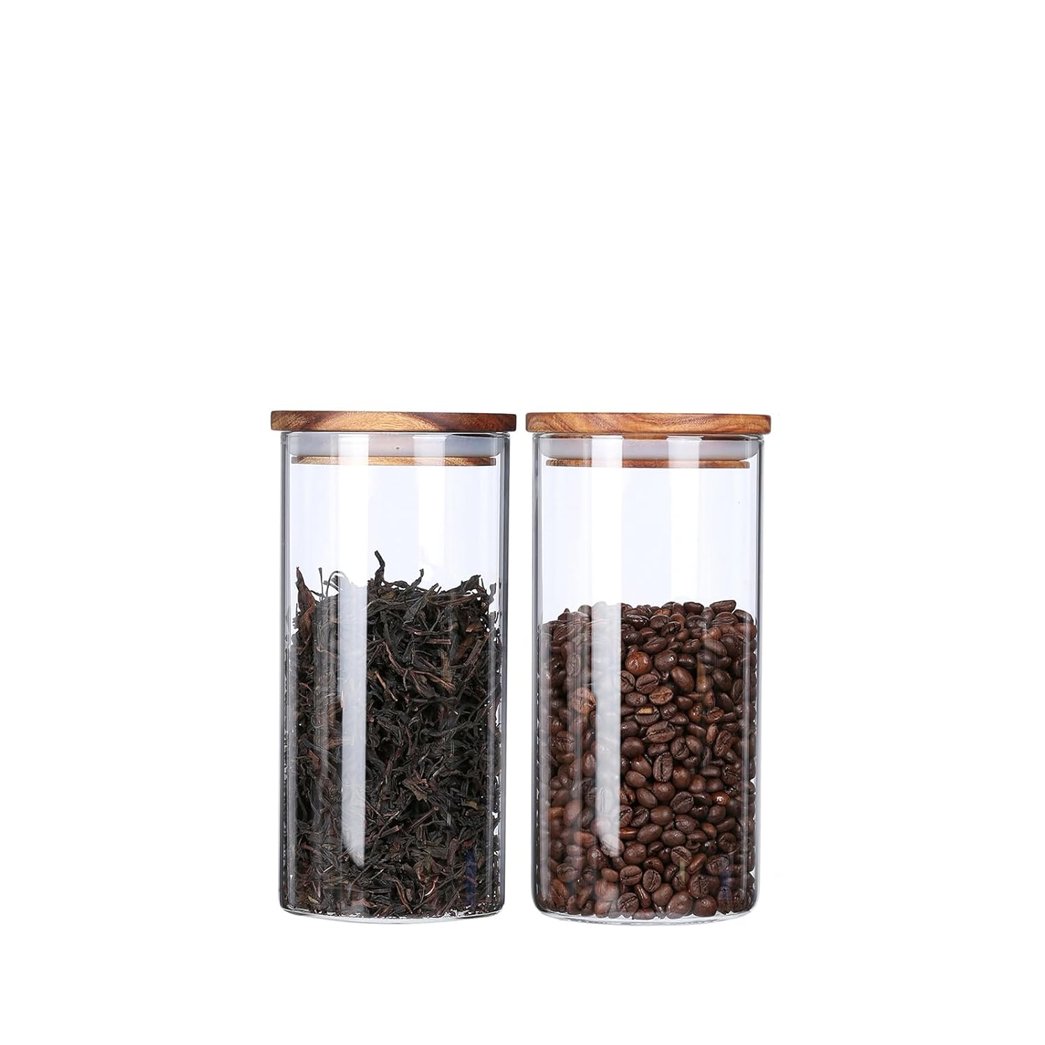 KKC HOME ACCENTS KKC HOME ACCENTS Airtight Glass Food Storage Jars with Wood Lids for Coffee Sugar Salt 18 Fluid Ounces Kitchen Organization - View 7 of 9