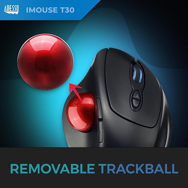 Adesso Adesso iMouse T30: Wireless Ergonomic Thumb Trackball Mouse with 7 Programmable Buttons & 5 DPI Levels - View 6 of 10