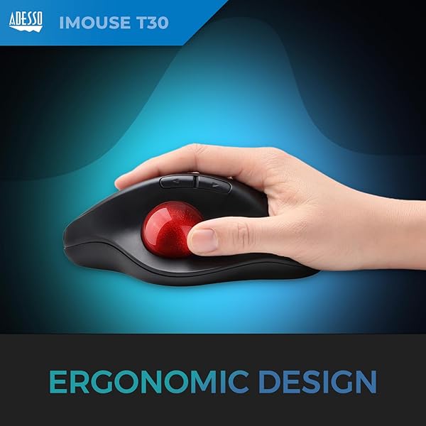 Adesso Adesso iMouse T30: Wireless Ergonomic Thumb Trackball Mouse with 7 Programmable Buttons & 5 DPI Levels - View 7 of 10