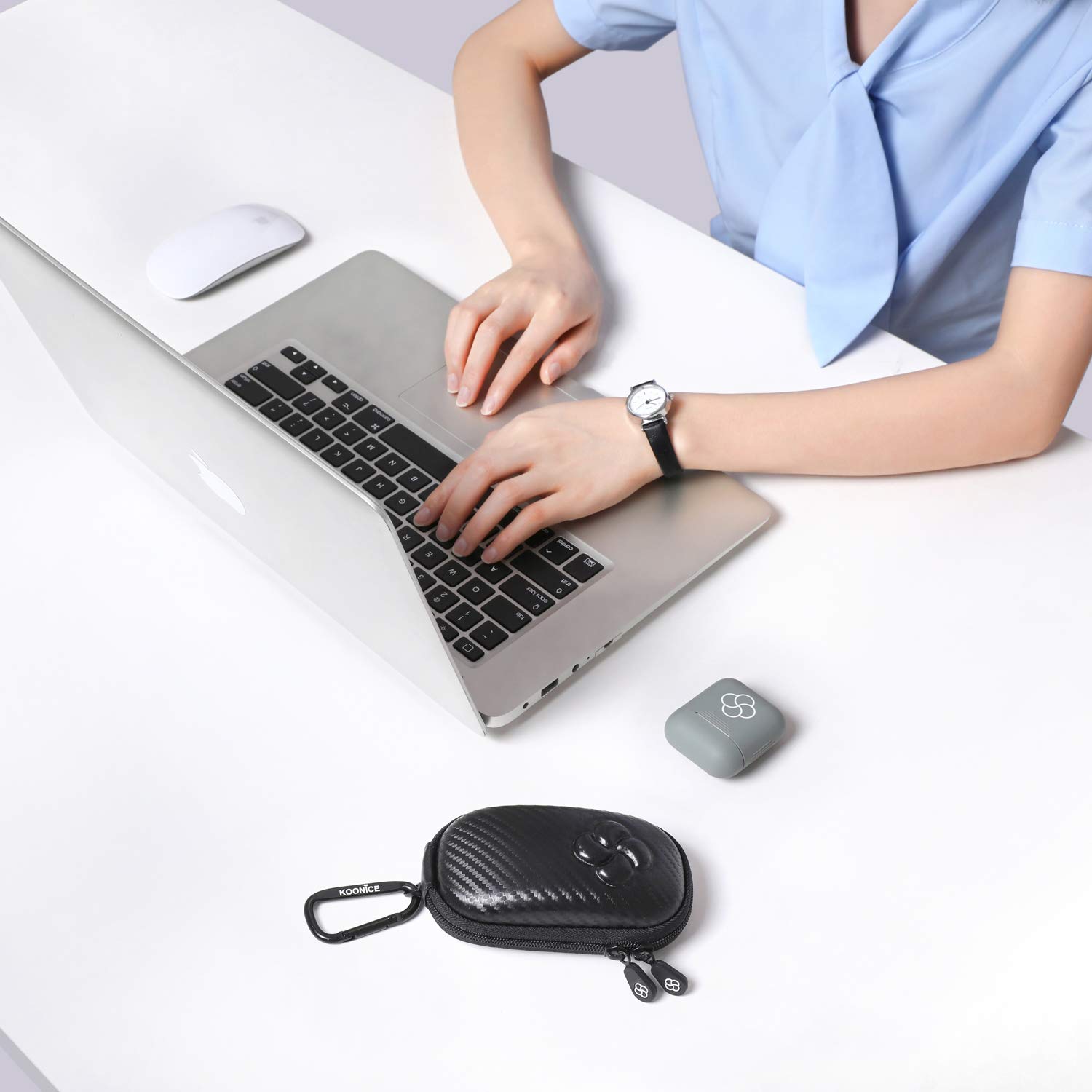 Koonice Koonice Hard Case for Apple Magic Mouse 1 2 3 Gen with Carabiner Black Durable Protection - View 7 of 9