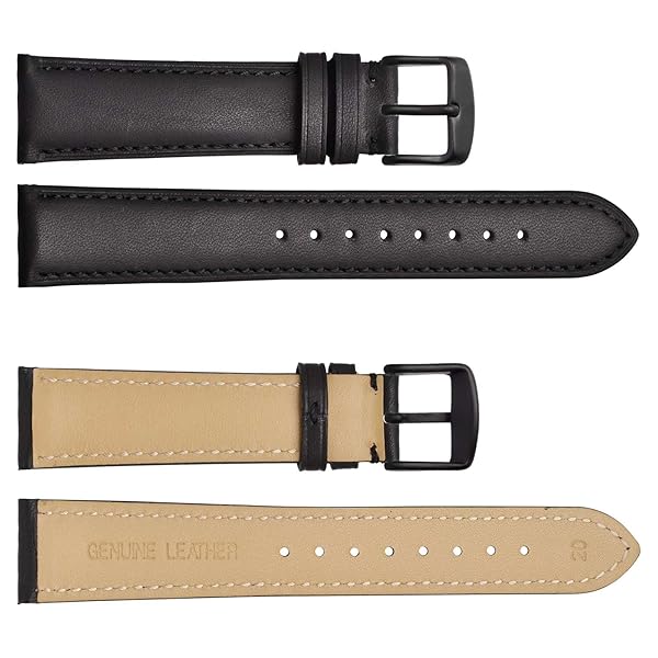 WOCCI WOCCI 20mm Vintage Leather Watch Band Black Buckle Replacement Bands for Stylish Timepieces - View 2 of 9