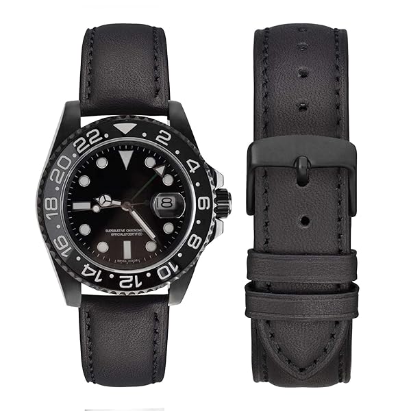 WOCCI WOCCI 20mm Vintage Leather Watch Band Black Buckle Replacement Bands for Stylish Timepieces - View 5 of 9