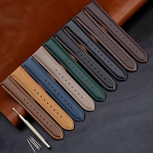 WOCCI WOCCI 20mm Vintage Leather Watch Band Black Buckle Replacement Bands for Stylish Timepieces - View 7 of 9