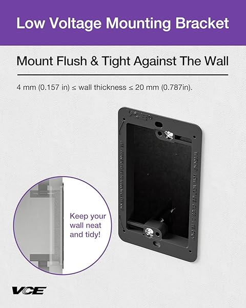 VCE VCE Low Voltage Mounting Bracket 1 Gang 5 Pack for Wall Plate Telephone Network HDMI Coaxial Speaker Cables Black - View 2 of 6