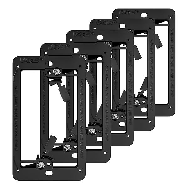 VCE VCE Low Voltage Mounting Bracket 1 Gang 5 Pack for Wall Plate Telephone Network HDMI Coaxial Speaker Cables Black