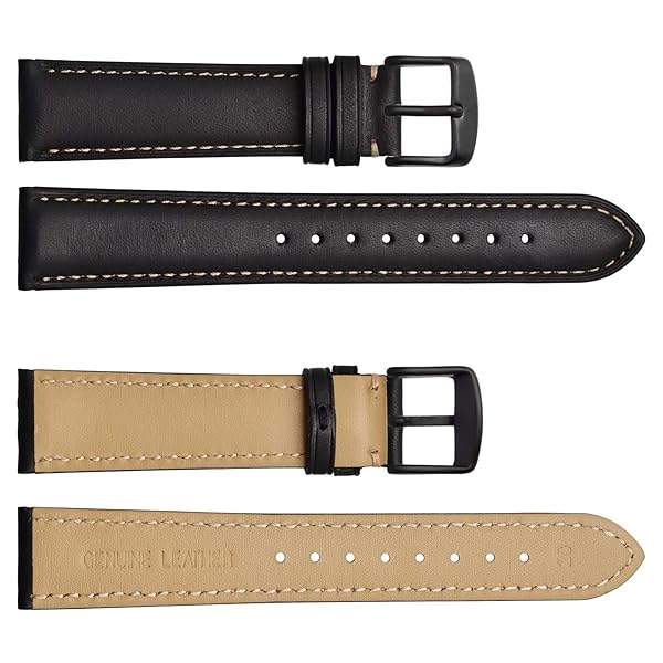 WOCCI WOCCI 22mm Vintage Leather Watch Band Black Buckle Replacement Bands for Stylish Timepieces - View 2 of 9