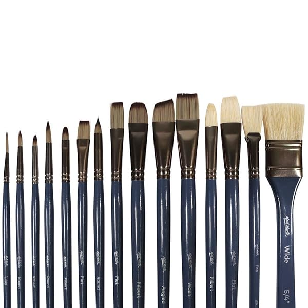 Mont Marte Mont Marte 15-Piece Premium Paint Brush Set: Versatile Brushes for Watercolour, Acrylic & Oil Painting in Stylish Roll Case