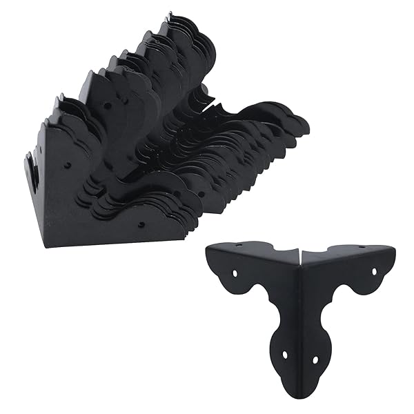 Antrader Antrader 24Pcs Triangle Metal Cabinet Corner Protectors Black Edge Safety Guards for Furniture Decor 1-1/4 x 1-1/4