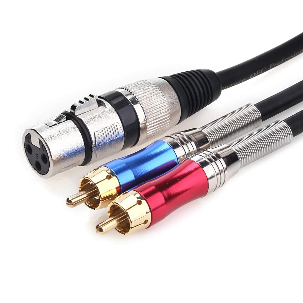 Tisino XLR to RCA Y-Cable - 1.6ft Female to Dual RCA Adapter for Unbalanced Stereo Audio