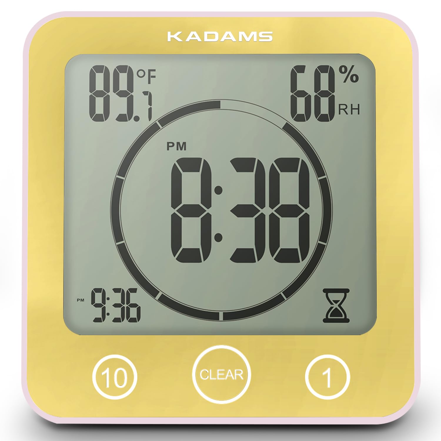 KADAMS KADAMS Waterproof Digital Bathroom Shower Kitchen Wall Clock Timer with Touch Screen Temperature Humidity and Suction Cup Stand Green - View 9 of 9