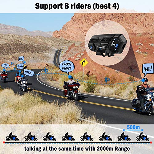 Fodsports FODSPORTS M1S Pro Motorcycle Bluetooth Intercom: 2000m Range, Music Sharing, Waterproof, 8 Riders, Handsfree - 2 Pack - View 3 of 7