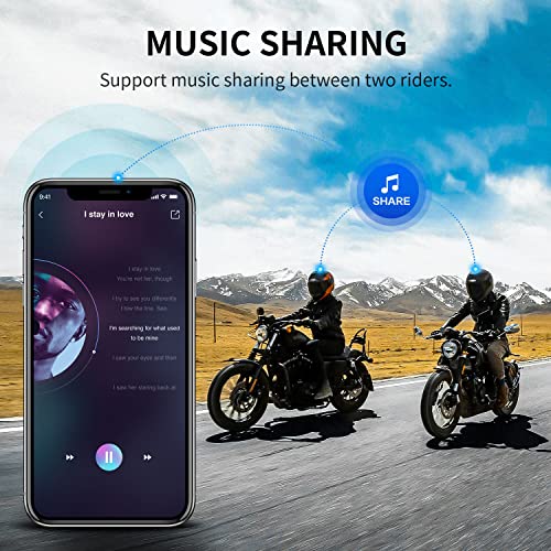 Fodsports FODSPORTS M1S Pro Motorcycle Bluetooth Intercom: 2000m Range, Music Sharing, Waterproof, 8 Riders, Handsfree - 2 Pack - View 4 of 7