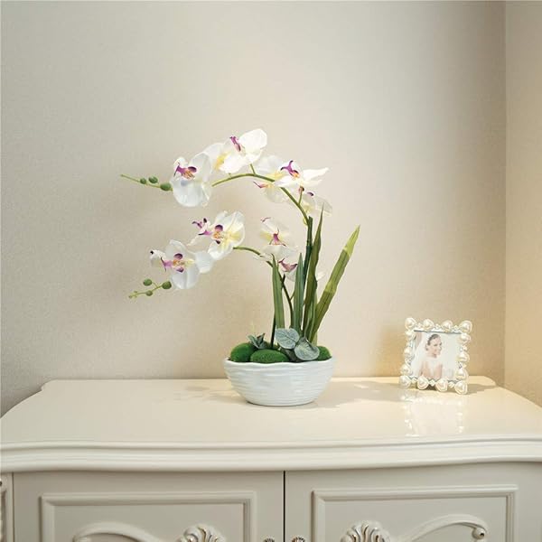 YSZL YSZL Large Artificial Potted Orchid Plant Silk Flower Arrangement in White Ceramics Vase - View 3 of 7
