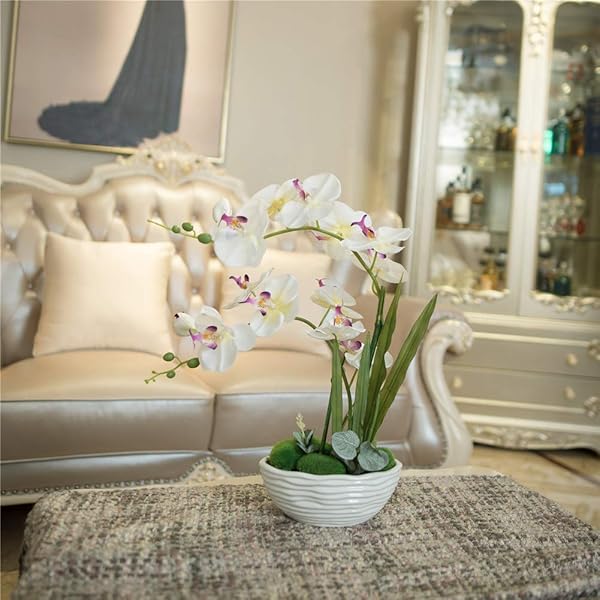 YSZL YSZL Large Artificial Potted Orchid Plant Silk Flower Arrangement in White Ceramics Vase - View 4 of 7