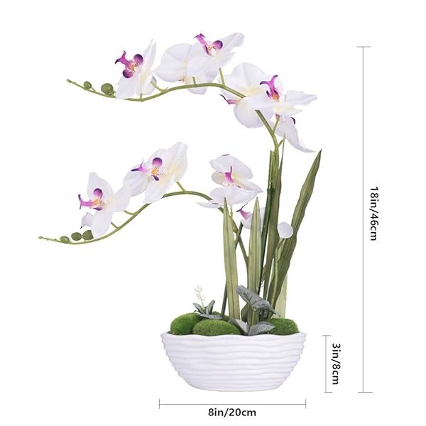 YSZL YSZL Large Artificial Potted Orchid Plant Silk Flower Arrangement in White Ceramics Vase - View 7 of 7