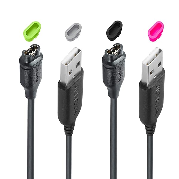 JIUJOJA JIUJOJA Charger Cable for Garmin Watch 3.93ft Length 2Pack with 4 Colors Charger Port Protector