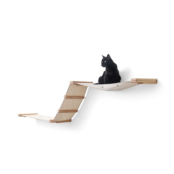 CatastrophiCreations CatastrophiCreations Cat Multi-Level Raceway Hammock Wall Mounted Lounger for Climbing and Playing Natural Cat Tree Shelves - View 5 of 9