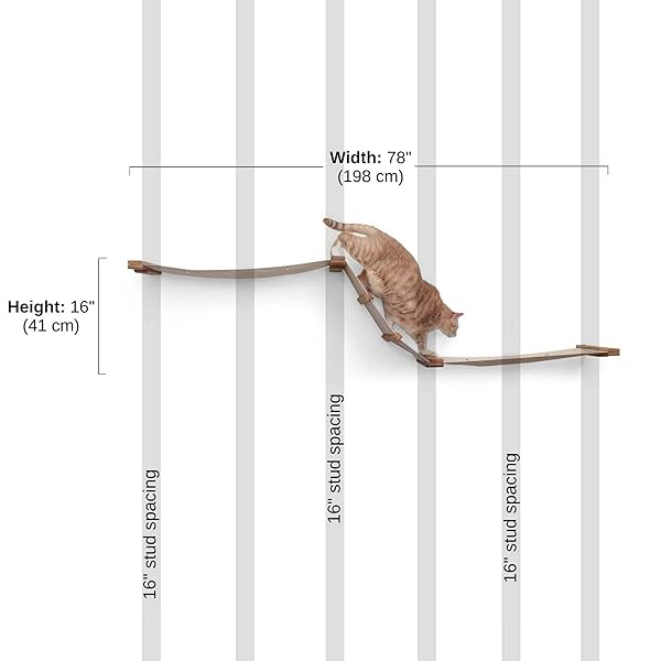 CatastrophiCreations CatastrophiCreations Cat Multi-Level Raceway Hammock Wall Mounted Lounger for Climbing and Playing Natural Cat Tree Shelves - View 8 of 9