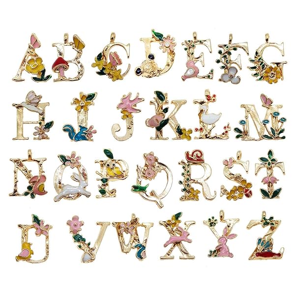 Julie Wang 26 Initial Alphabet Charms - Fairy Tale Pendants for DIY Jewelry, Necklaces & Bracelets | Wedding & Party Decor