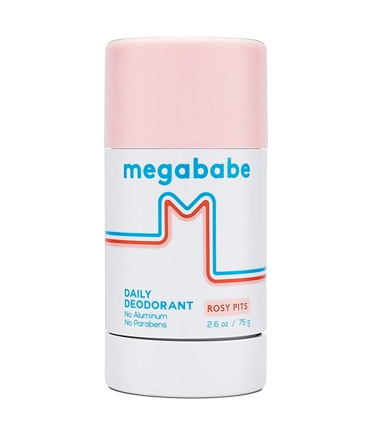 Megababe Megababe Daily Deodorant - Rosy Pits | 72-Hour Aluminum-Free Odor Protection | Clear & Clean Formula (2.6 oz)