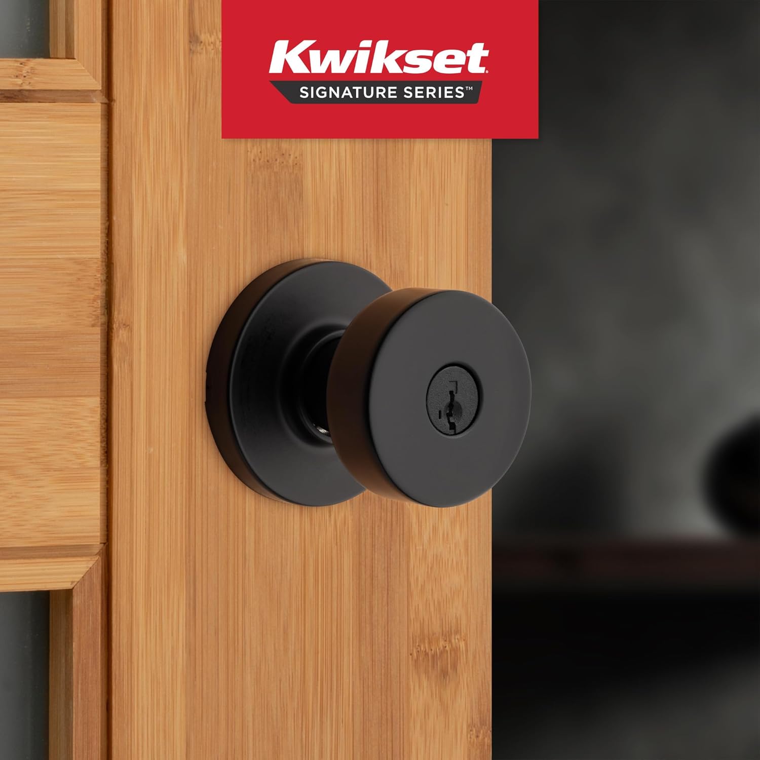 Kwikset Kwikset Pismo Entry Door Knob with Lock and Key Matte Black Secure Keyed Handle for Front Entrance and Bedroom Pick Resistant Security - View 2 of 9
