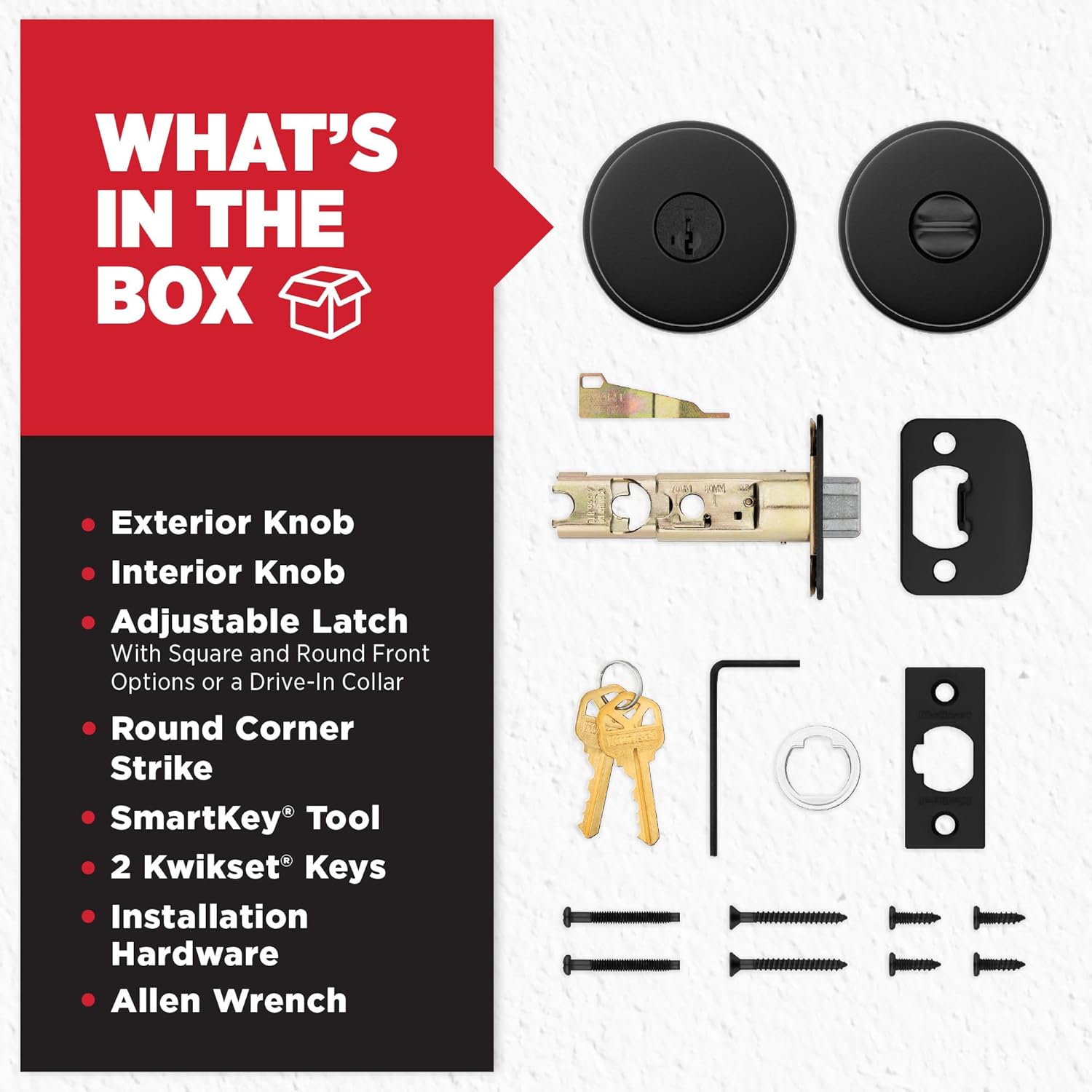 Kwikset Kwikset Pismo Entry Door Knob with Lock and Key Matte Black Secure Keyed Handle for Front Entrance and Bedroom Pick Resistant Security - View 5 of 9