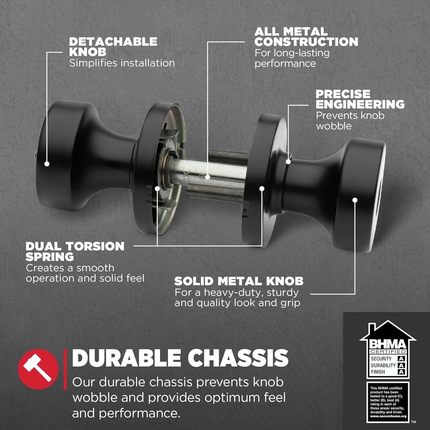 Kwikset Kwikset Pismo Entry Door Knob with Lock and Key Matte Black Secure Keyed Handle for Front Entrance and Bedroom Pick Resistant Security - View 7 of 9