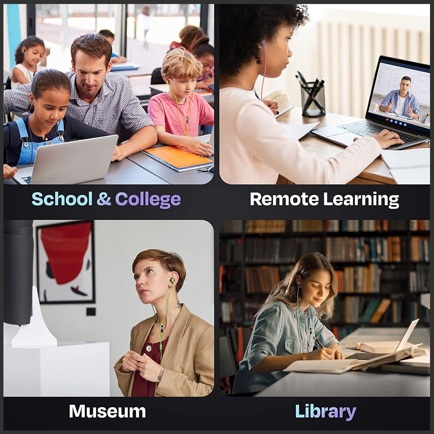 JustJamz JustJamz Pearl White Bulk Headphones 100 Pack Wired Earbuds for Classroom Schools Students Comfortable Tangle-Free Design 3.5mm Jack - View 4 of 9