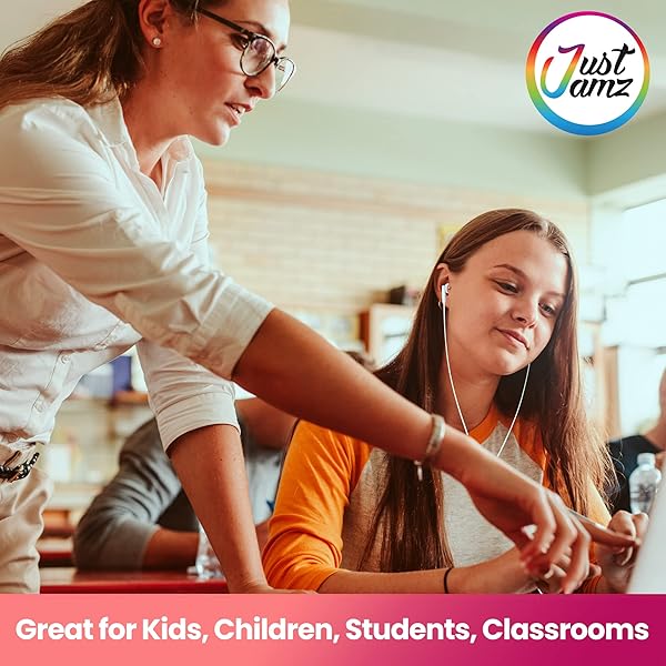 JustJamz Bulk Basic Earbuds 50 Pack Pearl White Disposable Earphones Affordable Headphones 3.5 MM Audio Jack for Schools Kids Classrooms Libraries - View 9 of 10