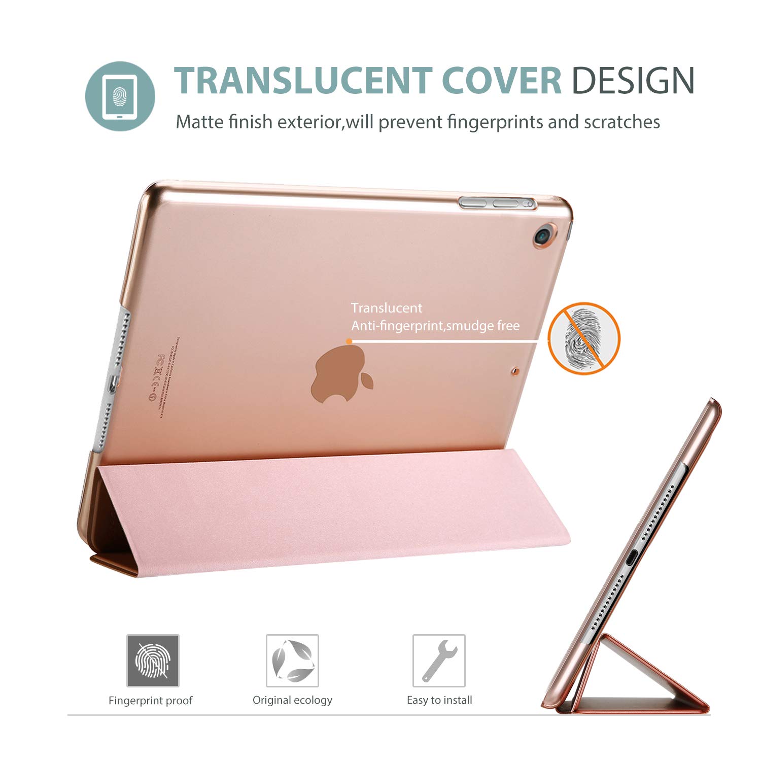 ProCase ProCase Smart Case for iPad Air 1st Generation 9.7 Inch Protective Cover Rose Gold Compatible with 2013 Model A1474 A1475 A1476 - View 4 of 9