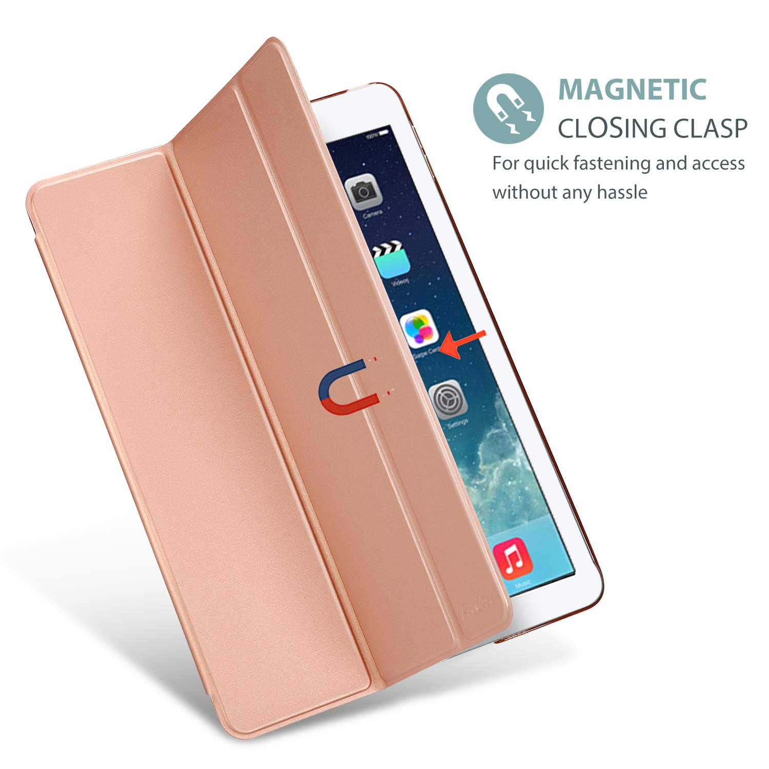 ProCase ProCase Smart Case for iPad Air 1st Generation 9.7 Inch Protective Cover Rose Gold Compatible with 2013 Model A1474 A1475 A1476 - View 8 of 9