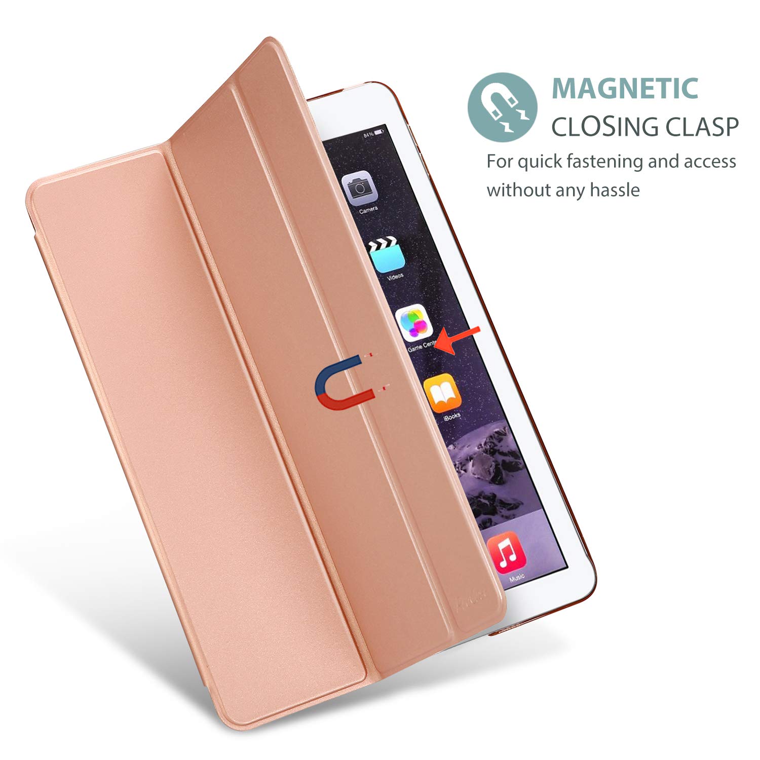 ProCase ProCase Smart Case for iPad Air 2 Ultra Slim Lightweight Stand Protective Shell Translucent Frosted Back Cover Rosegold - View 7 of 8