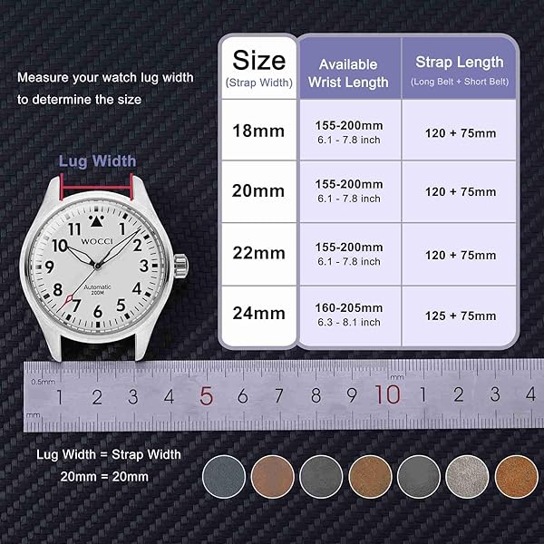 WOCCI WOCCI 24mm Leather Replacement Watch Band for Men Business Style with Black Buckle in Gold Brown - View 3 of 9