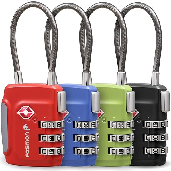 Fosmon Fosmon TSA Approved Luggage Locks: 3-Digit Combination Padlock for Travel, Gym Lockers & Backpacks