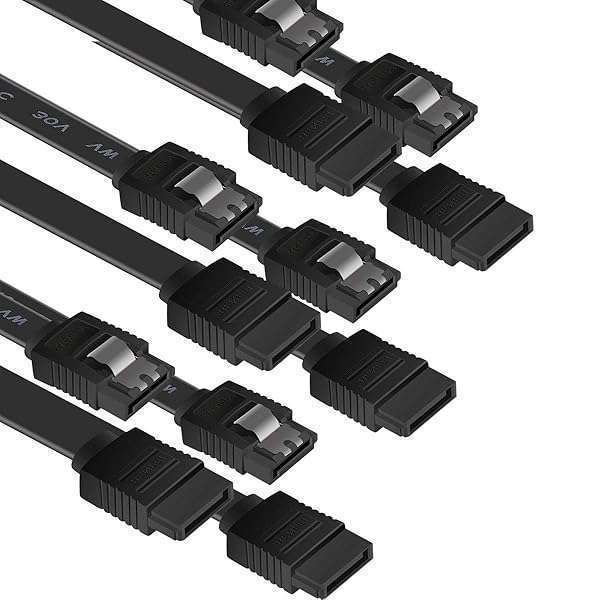 BENFEI 6 Pack SATA III Data Cables 18 Inch - 6Gbps HDD/SSD with Locking Latch, Compatible with CD Drives - Black