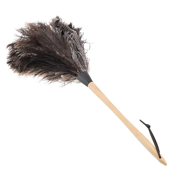 Ostrich Duster 22 Inch Super Soft Handmade Washable Non Electrostatic Easy Efficient Dusting with Wooden Handle Brown