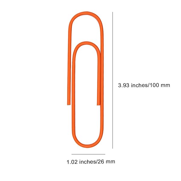 OLIREXD 50 Pack 4 Inch Jumbo Paper Clips Assorted Colors Vinyl Coated Office Supplies Cute Paper Needle Multicolored Bookmark Orange - View 3 of 6