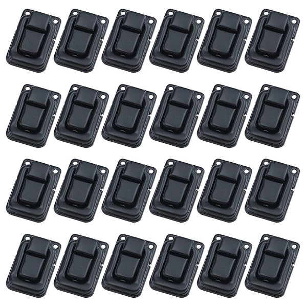 Antrader Antrader 24pcs Mini Hasp Clasp Latch Lock for Toolbox Gift Box Suitcase 1.5 x 1 x 0.35 with Screws Black