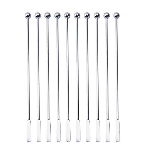 SZLFSX "20 Pcs Stainless Steel Cocktail Stirrers - 7.4" Swizzle Sticks for Coffee & Beverages"
