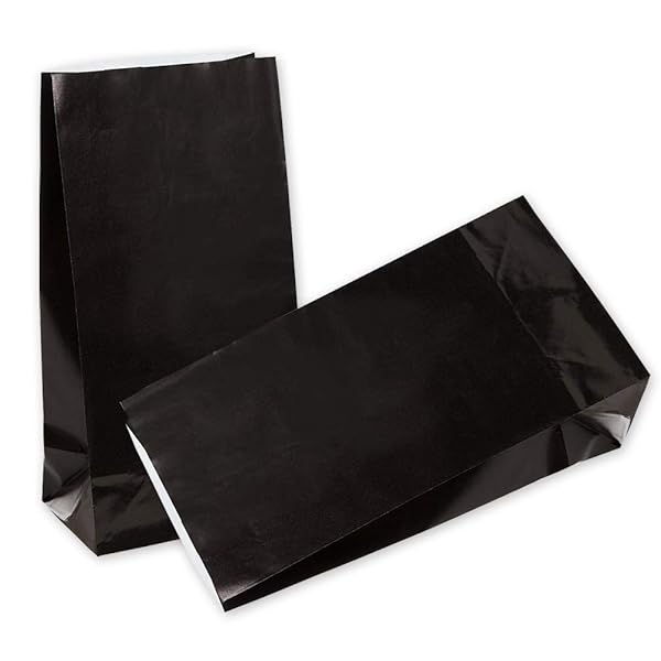 KEYYOOMY KEYYOOMY 100 CT Small Black Paper Bags Ideal for Parties Goodie Bags and Lunch Bags 3.1 X 5.1 X 9.4 Inches