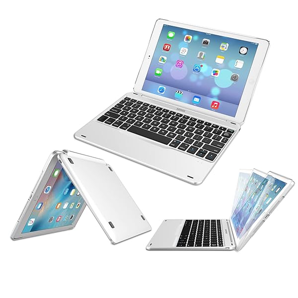 Arteck Arteck iPad 9.7-inch (iPad 6, 2018 / iPad 5, 2017) Keyboard, Ultra-Thin Bluetooth Keyboard with Folio Full Protection Case for Apple iPad 9.7 iPad 6, 5 and iPad Air 1 with 130 Degree Swivel Rotating - View 3 of 8