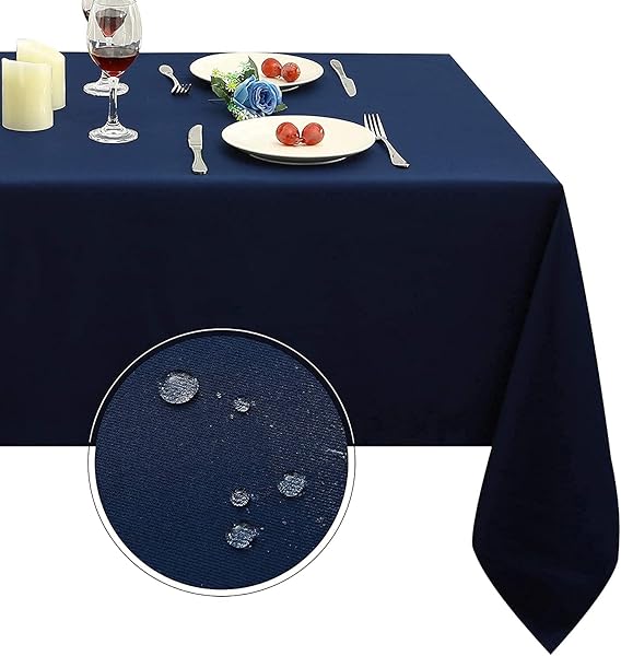 Obstal Obstal Navy Blue Rectangle Tablecloth - Oil-Proof, Spill-Proof & Water-Resistant Microfiber for Indoor/Outdoor Use (60x84 Inch)