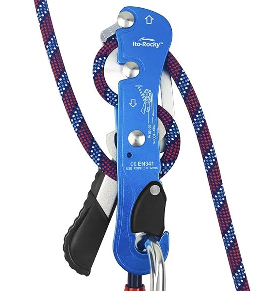 Ito Rocky Ito Rocky Climbing Stop Descender Rappelling Anti-Panic Belay Device for 9-12mm Rope Rescue Equipment Hand Control Design