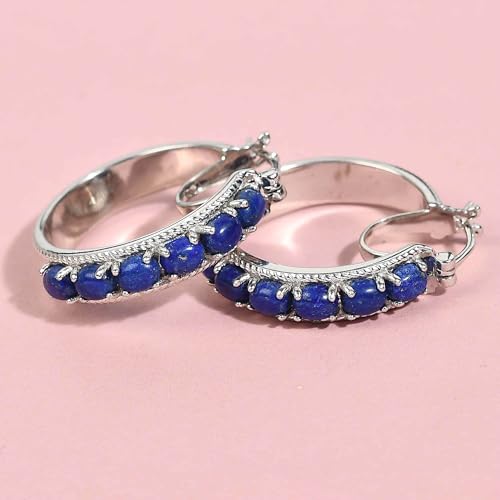 SHOP LC DELIVERING JOY Shop LC Lapis Lazuli Hoop Earrings - Platinum Plated Blue Jewelry for Women | Perfect Christmas Gifts - View 3 of 7