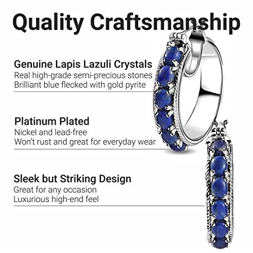 SHOP LC DELIVERING JOY Shop LC Lapis Lazuli Hoop Earrings - Platinum Plated Blue Jewelry for Women | Perfect Christmas Gifts - View 4 of 7