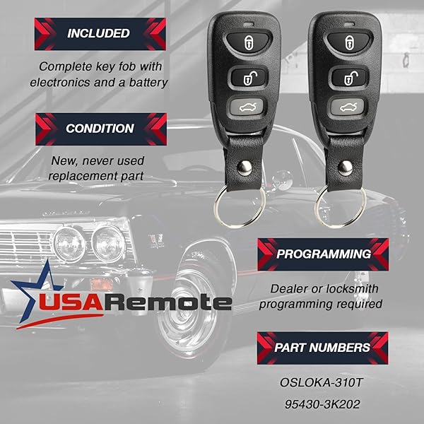 USARemote Key Fob Keyless Entry Remote for 2007-2010 Hyundai Elantra and 2006-2010 Hyundai Sonata OSLOKA-310T - View 4 of 7