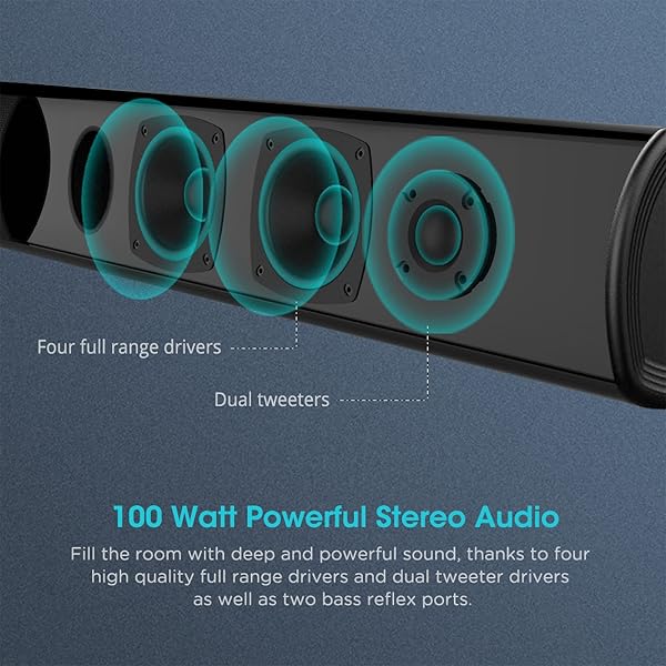 BESTISAN BESTISAN 100 Watt 40 Inch TV Sound Bar Home Theater System Bluetooth 5.0 105dB Adjustable Bass Wall Mountable Speaker - View 2 of 7